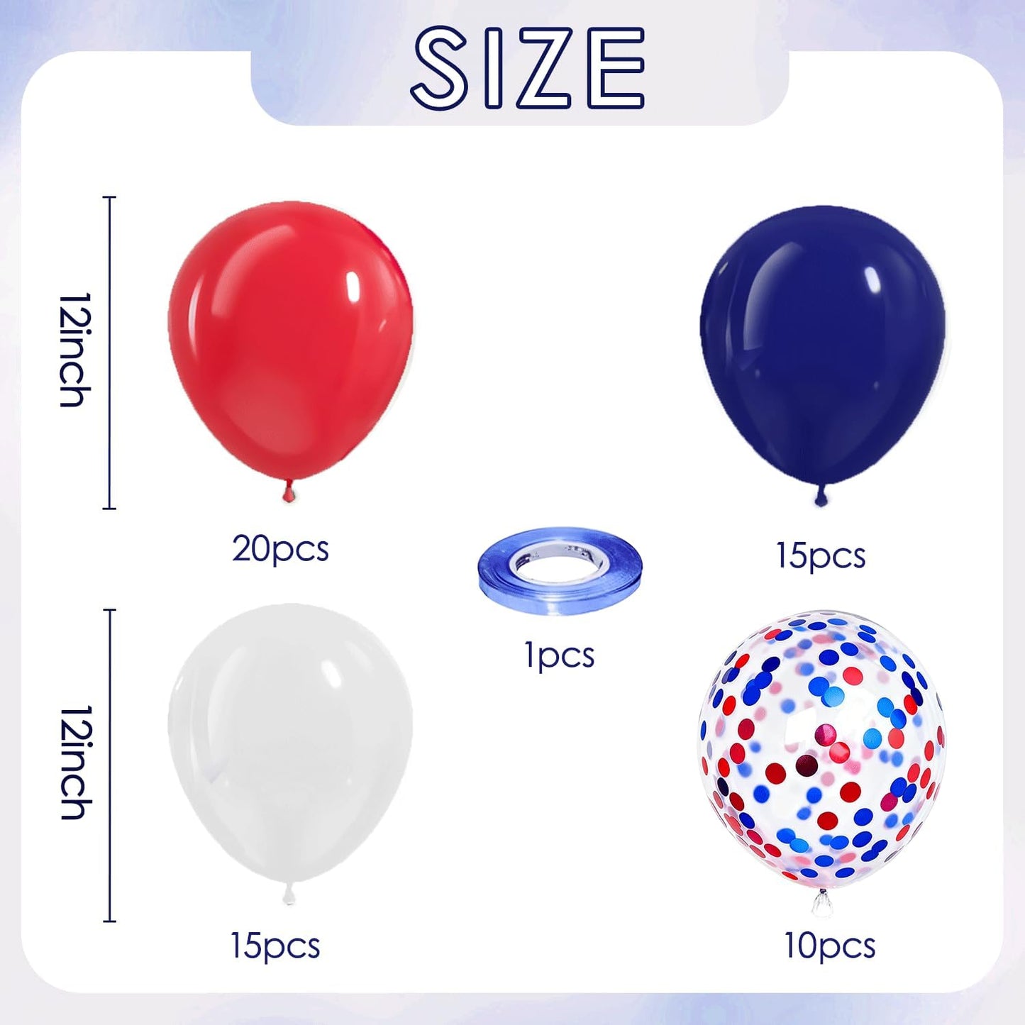 Red white and Blue Balloons,60pcs 12-Inch Navy Blue and Red and Blue Confetti Balloons Red and White Party Balloons Suitable for boys' Birthdays Graduations Independence Day and Party Decorations
