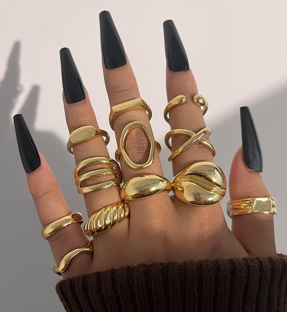 iF YOU 25 Pcs Gold Knuckle Ring Set for Women, Chunky Stackable Finger Midi Rings, Silver Simple Stacking Cute Rings Pack Trendy Stuff Jewelry Gift