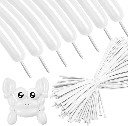 White 260 Long Balloons 100 Pack White Modeling Long Magic Balloons Thickening Latex Twisting DIY Animal Balloon for Birthday Wedding Christmas Festival Party Decoration (white balloon)