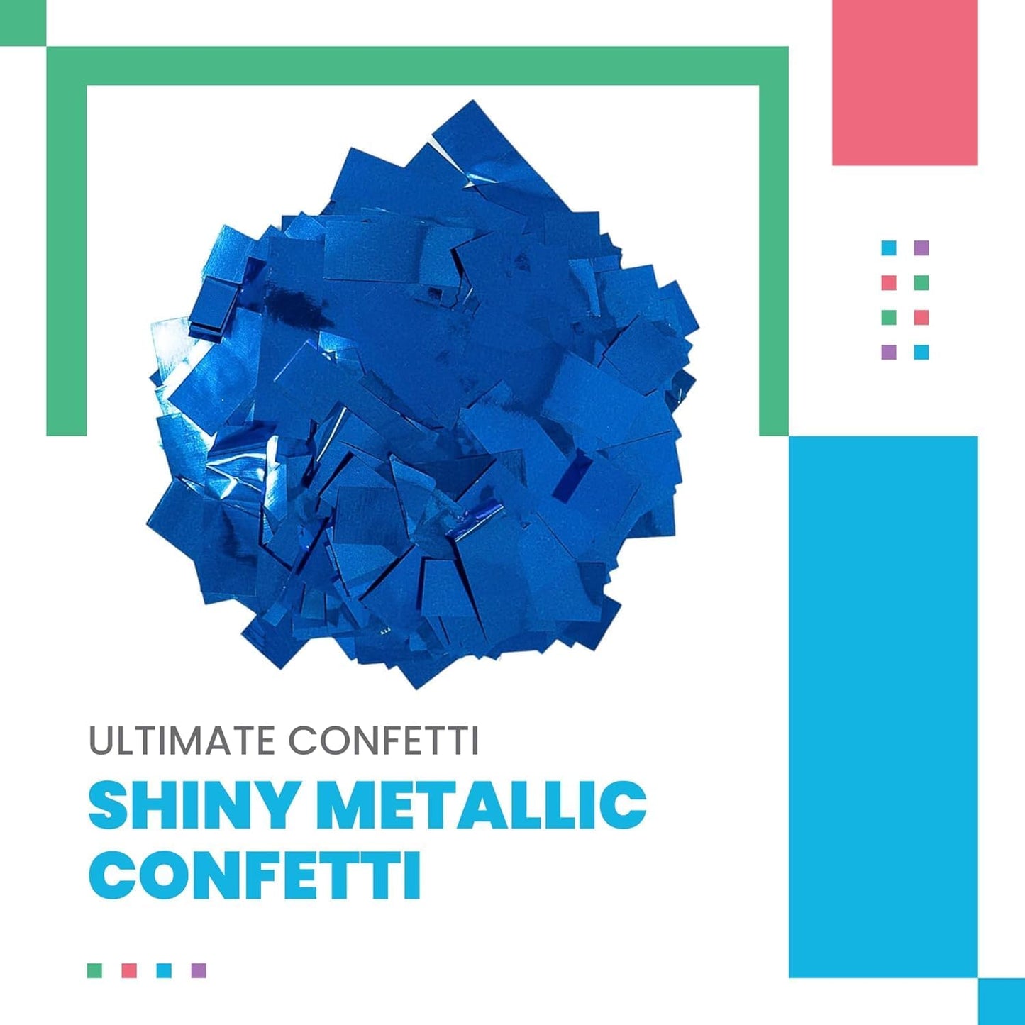 Ultimate Confetti, Rectangular Blue Mylar Shiny Foil Metallic Confetti for Cannon and Launcher use - Gender Reveal Confetti for Wedding, Parties, Mother’s Day and Live Events - 30 lb, 480 oz