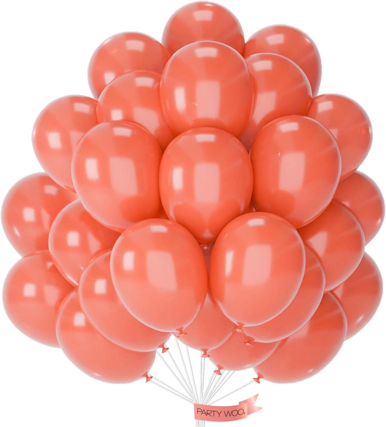 PartyWoo Coral Red Balloons 50 pcs 12 Inch Coral Light Red Balloons for Wedding Baby Shower Gender Reveal Graduation Anniversary Birthday Party Decorations Red-Y22