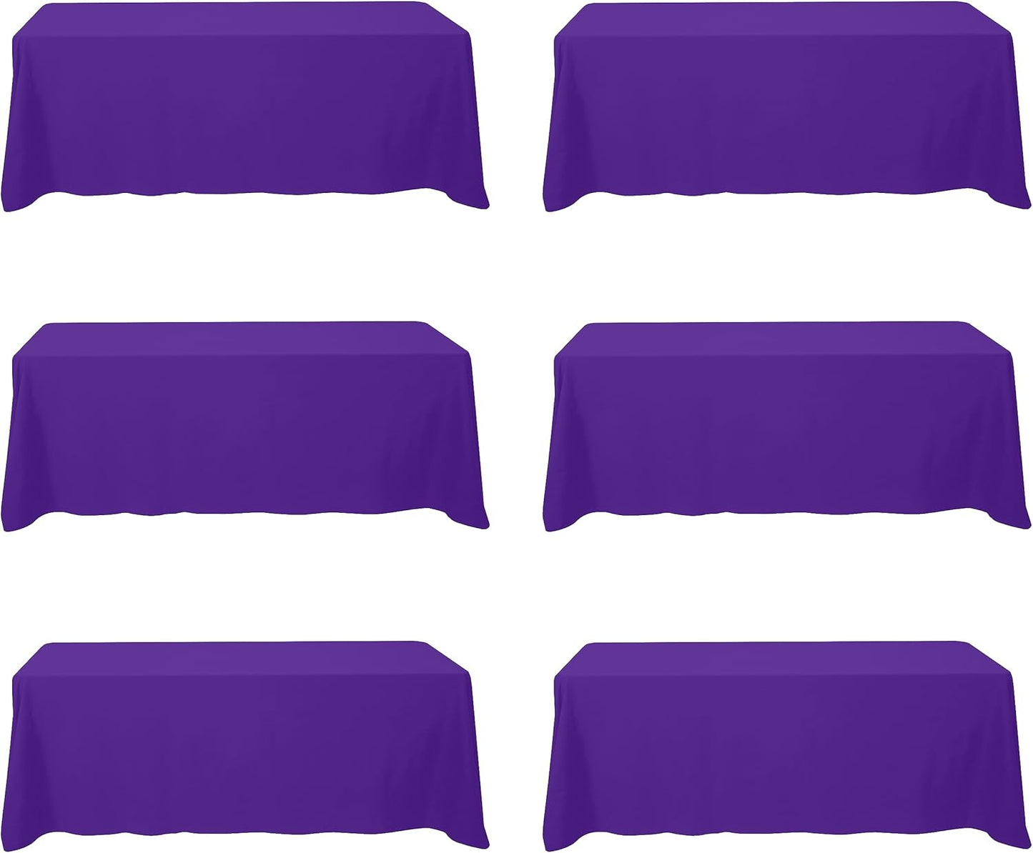 BRILLMAX 6 Pack Purple Tablecloths for 8 Foot Rectangle Tables 90 x 156 Inch - 8ft Rectangular Bulk Linen Polyester Fabric Washable Cloth Cover for Wedding Reception Banquet Birthday Party
