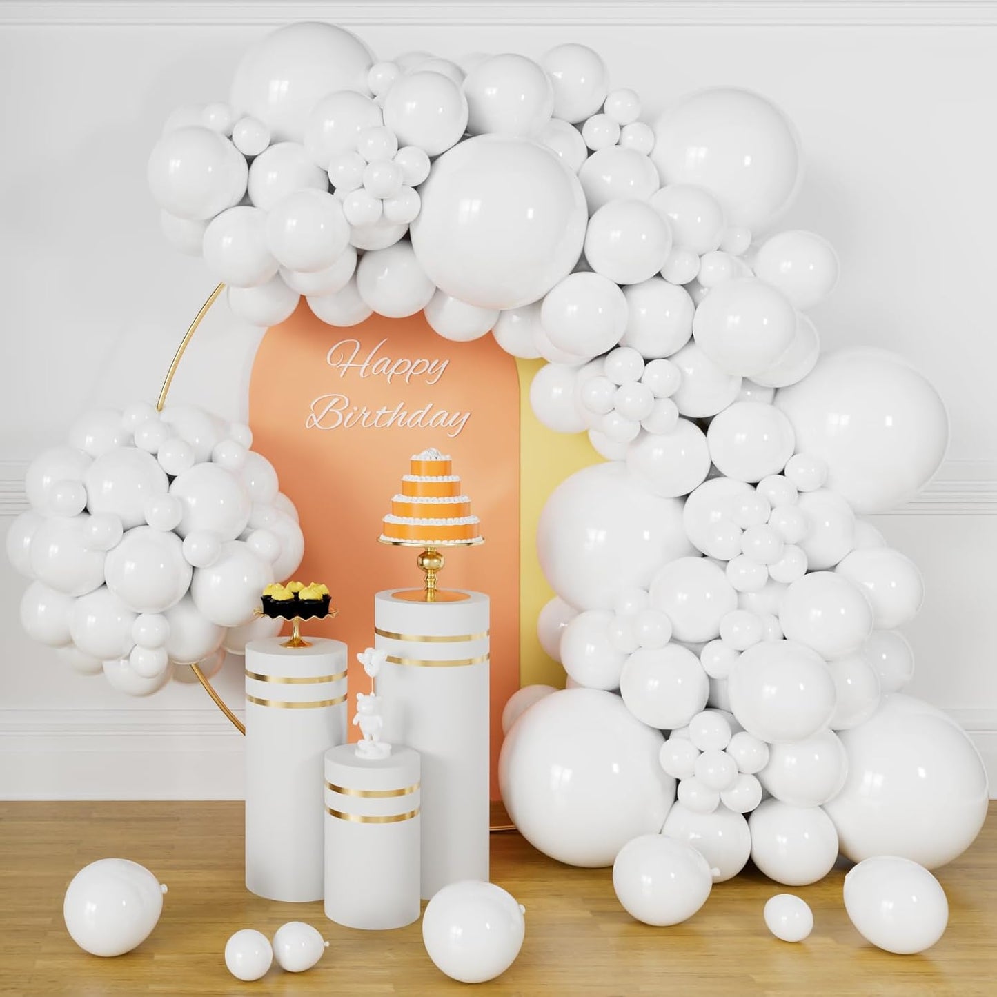 134Pcs White Balloons Different Sizes 5 10 12 18 Inch White Balloon Garland Arch Kit, Latex Balloons for Birthday Wedding Baby Shower Party Decorations.