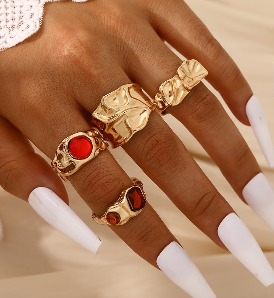 iF YOU 25 Pcs Gold Knuckle Ring Set for Women, Chunky Stackable Finger Midi Rings, Silver Simple Stacking Cute Rings Pack Trendy Stuff Jewelry Gift