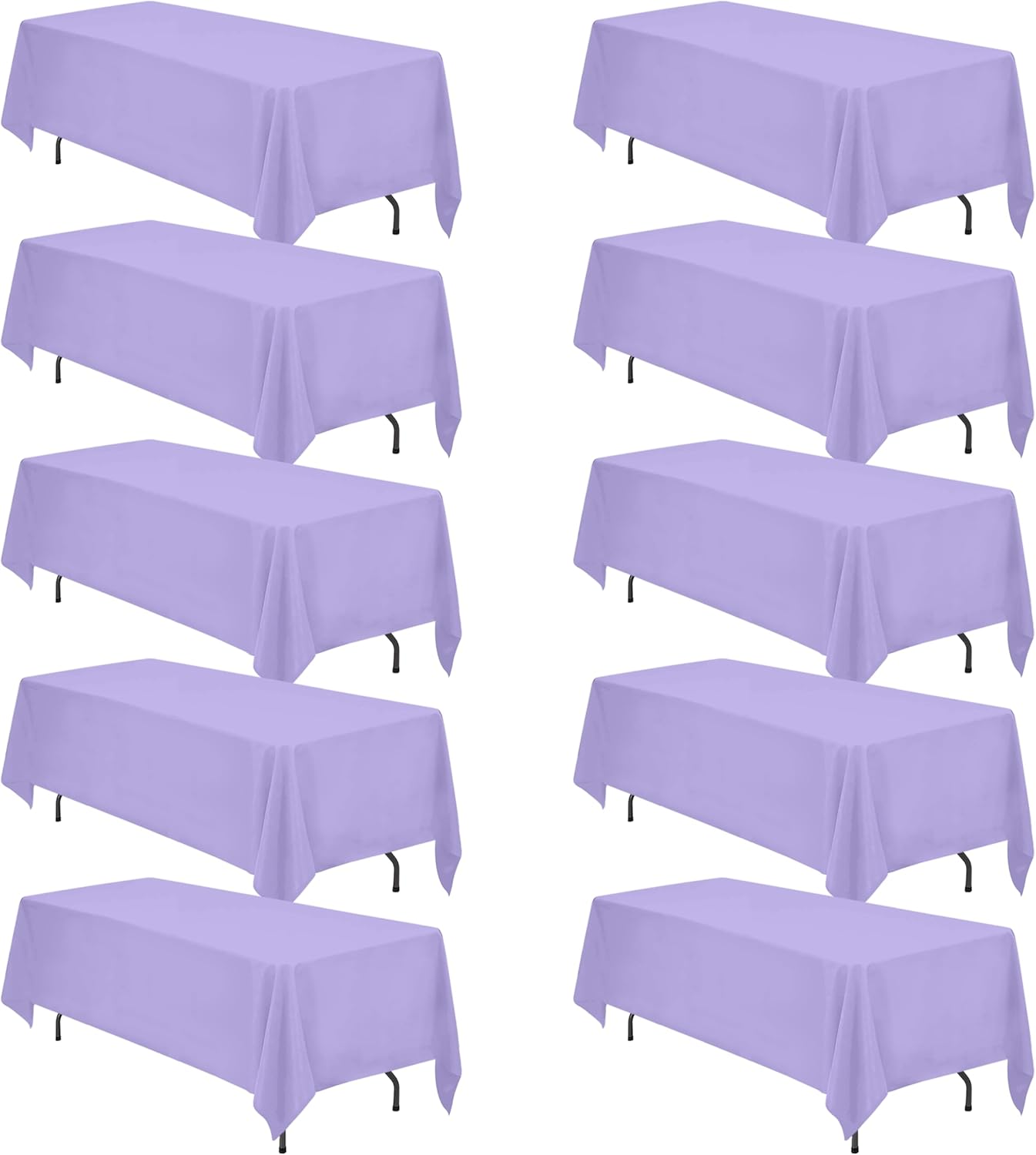 BRILLMAX 10 Pack Lavender Tablecloths 70 x 120 Inch for 6ft or 8ft Rectangle Tables - Rectangular Bulk Linen Polyester Fabric Washable Cloth Cover for Wedding Reception Banquet Birthday Party