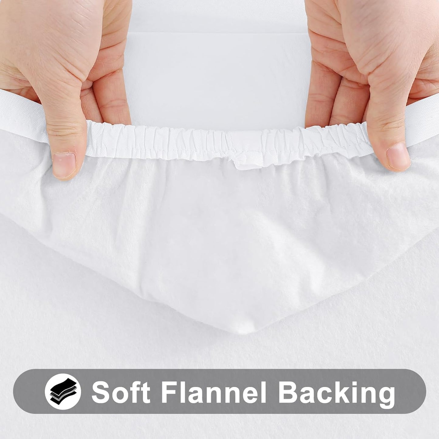 Smiry Rectangle Tablecloth, Elastic Fitted Flannel Backed Vinyl Tablecloths for 5ft Folding Tables, Waterproof Wipeable Table Covers for Indoor, Outdoor, Picnic and Camping (White, 30"x60")