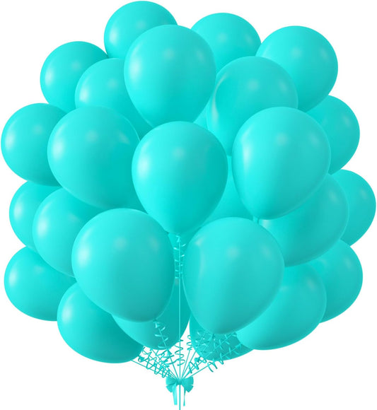 KALOR 12 Inch Teal Blue Balloons, 50 Pcs Latex Helium Balloons for Kid's Birthday Party, Baby Shower, Wedding, Graduate Party Decorations
