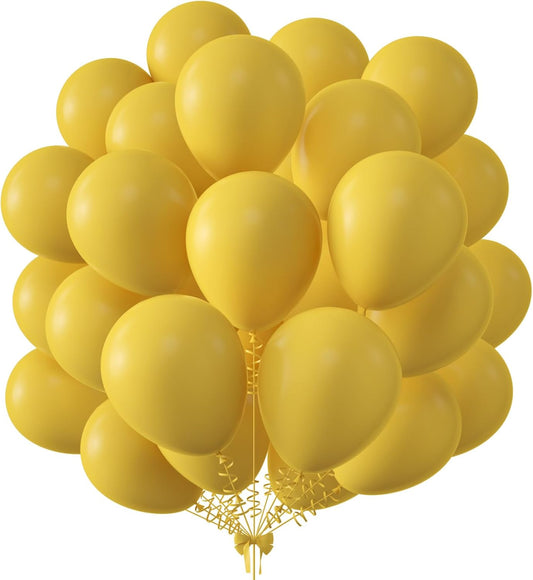 KALOR 12 Inch Lemon Yellow Balloons, 50 Pcs Latex Helium Balloons for Kid's Birthday Party, Baby Shower, Wedding, Graduate Party Decorations