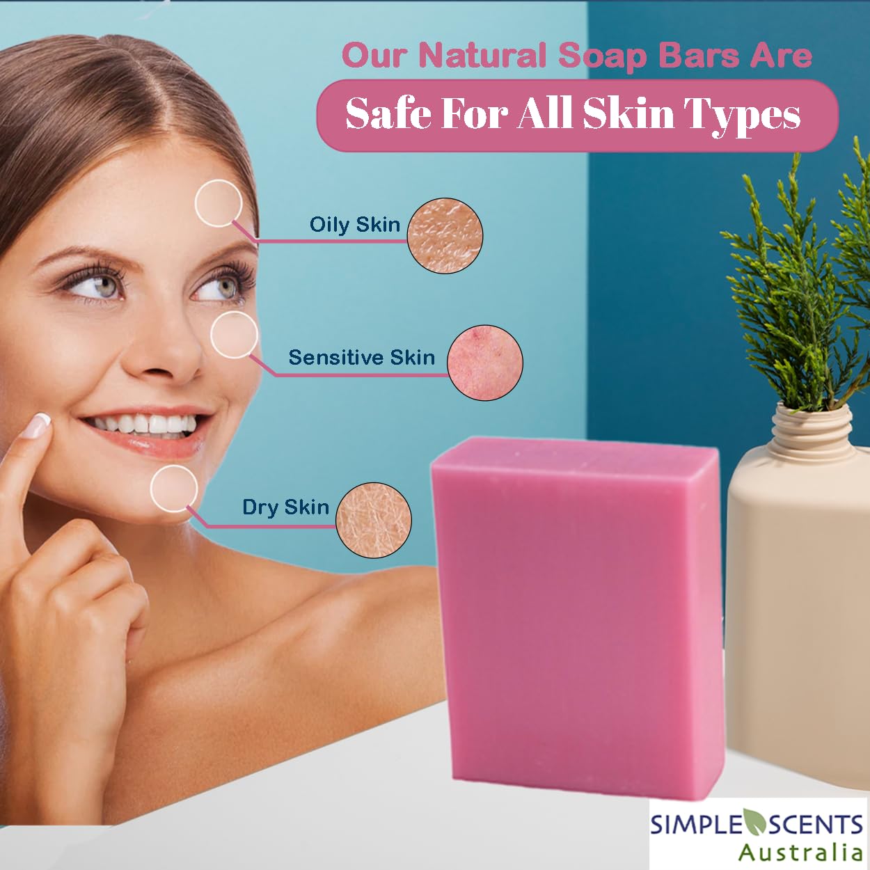 Simple Scents Australia Berry Crush Scented Natural Soap Bars (12 Bars), 3.5oz Moisturizing French Triple Milled Soap Bars Enriched with Shea Butter - Pure Plant Oil Bath & Body Bars