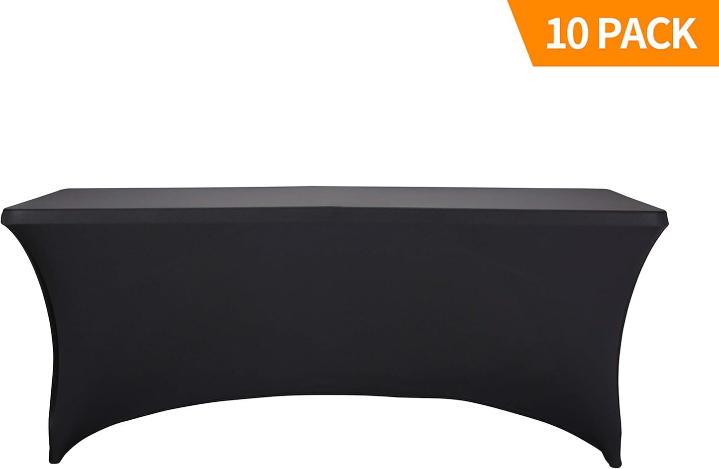 LZY 10 Pack Spandex Table Covers 6 Feet, Stretch/Fitted Table Covers for 6 Feet Folding Table, Rectangular Spandex Table Cloths for Wedding Party or Event (6FT-10PCS, Black)