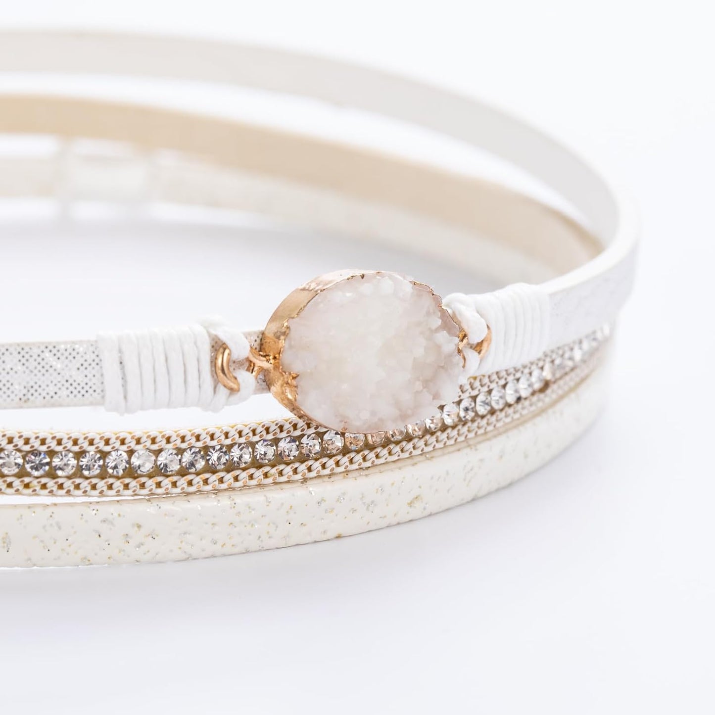 FANCY SHINY Leather Wrap Bracelet Boho Cuff Bangle Bracelets Crystal Bead Bracelet with Magnetic Clasp Jewelry Gifts for Women