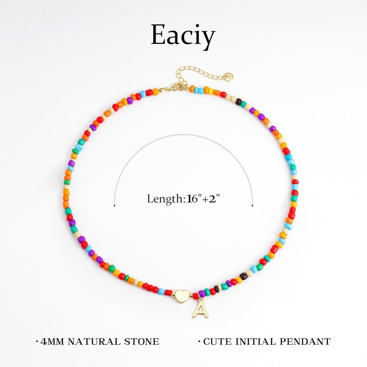 Christmas Gifts for Grandkids Teens Girls - Colorful Beaded Initial Necklace Teen Girl Gifts Trendy Stuff Dainty Letter Choker Necklace Stocking Stuffers for Teen Girls Women Jewelry