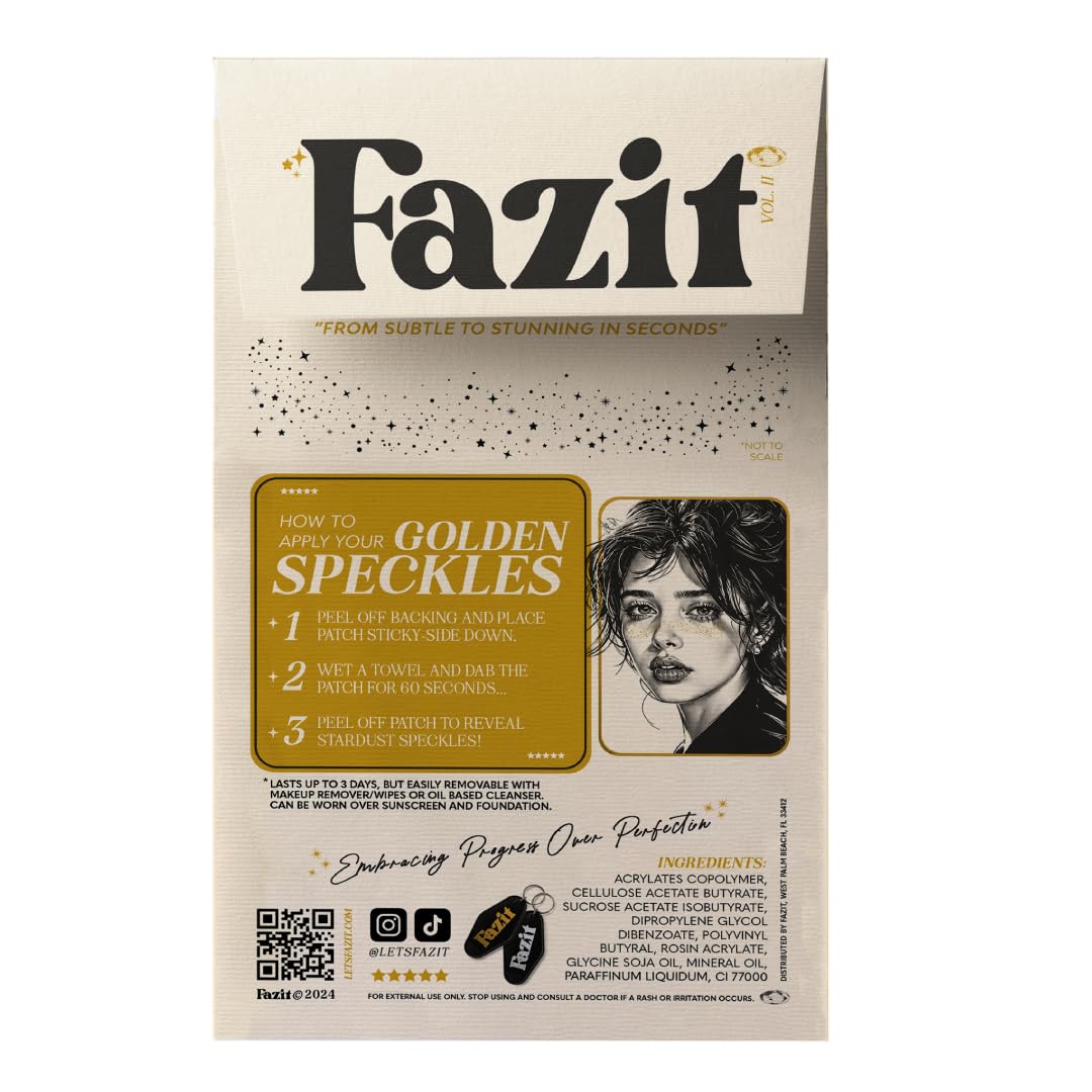 Fazit Makeup Patches - Gold Speckles - Glow Up Make-Up Patches - Cute Glitter Makeup Accessories for Women - Cosmetic Glitter for Face