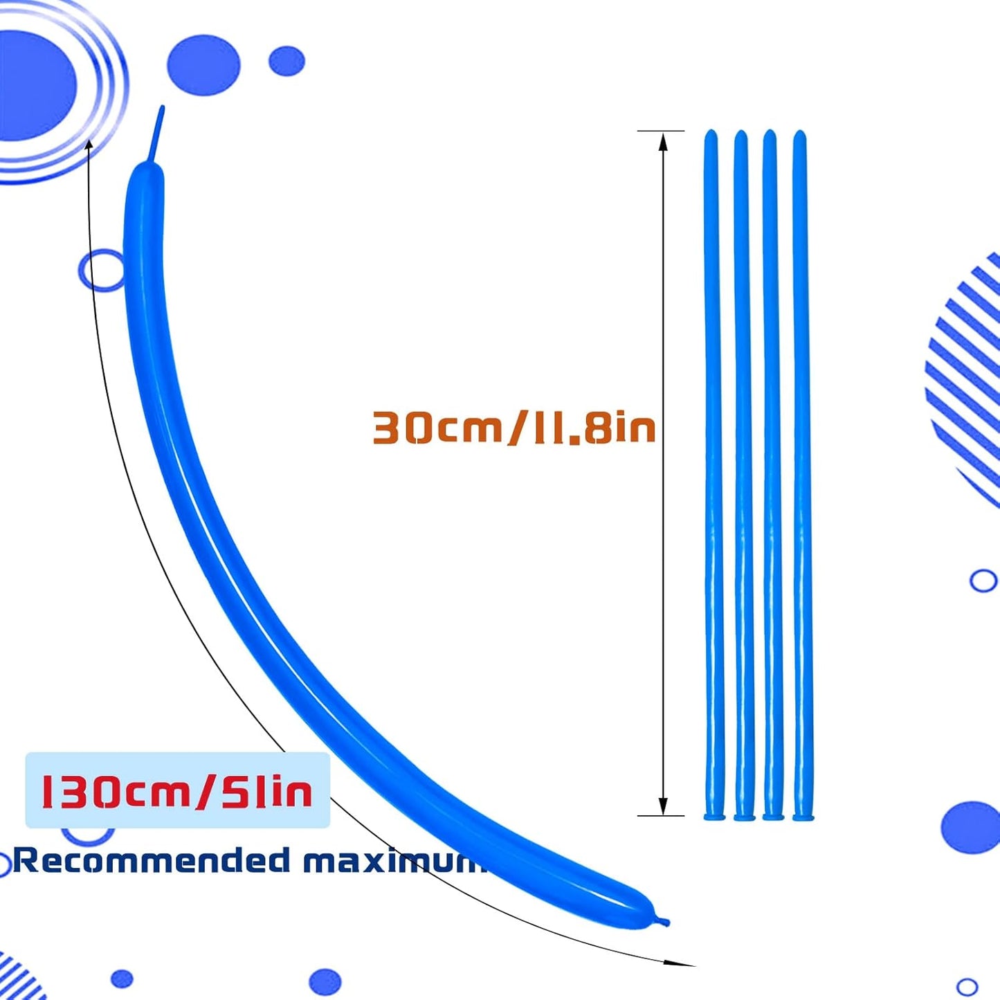 Blue Long Balloons Premium 260 Twisting Animals Magic Balloons for Birthday Kids Wedding Party Supply 100pcs