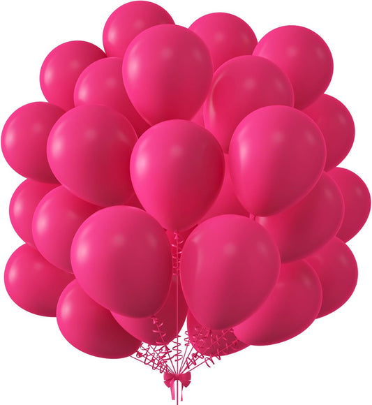 KALOR 12 Inch Hot Pink Balloons, 50 Pcs Latex Helium Balloons for Kid's Birthday Party, Baby Shower, Wedding, Graduate Party Decorations