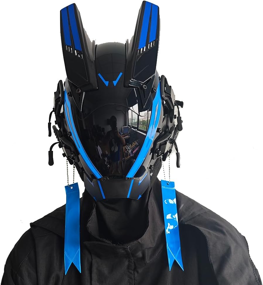 KYEDAY Punk Mask for Men,LED Mask for Women,Futuristic Punk Techwear, Cosplay Halloween Fit Party Music Festival Accessories