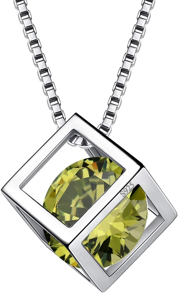 Aurora Tears Birthstone Necklace/Earring 925 Sterling Silver Women Cross/3D Cube/Cresent Moon Birth Stone Jewelry Mens Birthday Gift Anniversary Present