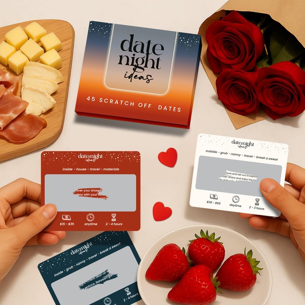45 Romantic & Fun Scratch Off Date Night Ideas Card Game, Couple Gifts for Boyfriend, Girlfriend, Wife, Husband, Engagement, Birthday, Anniversaries or Bridal Shower Gifts