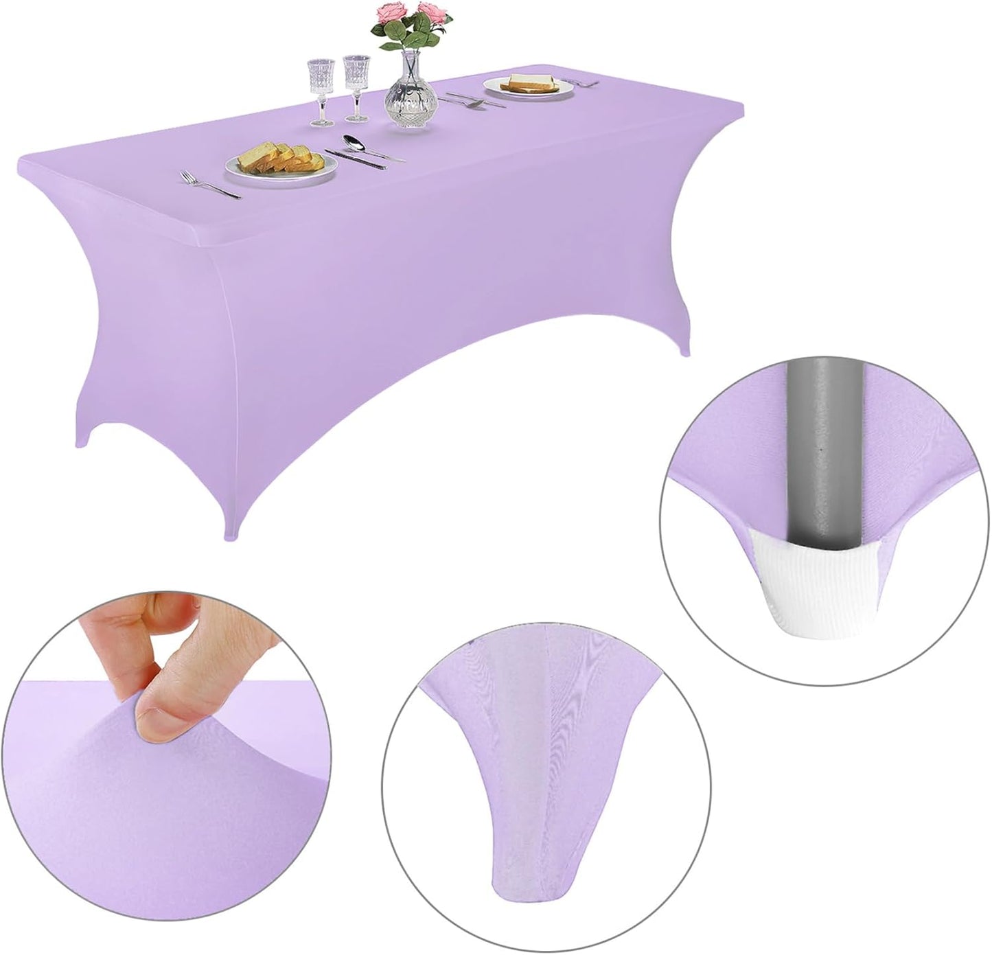 LZY Spandex Fitted Stretch Table Cover for 6 ft or 4ft or 8ft Folding Table, Rectangular Cocktail Tablecover, Perfect for Party and Banquet