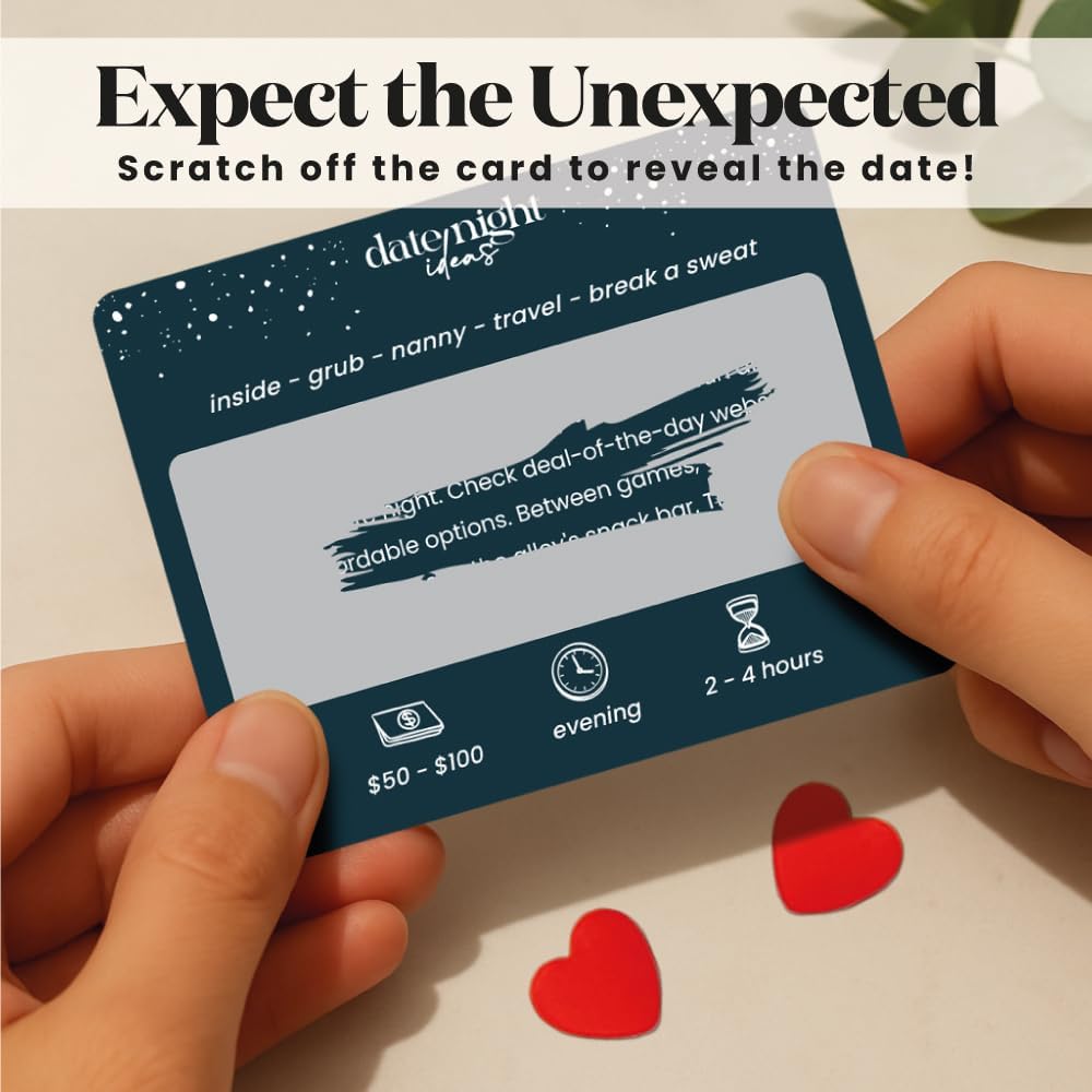 45 Romantic & Fun Scratch Off Date Night Ideas Card Game, Couple Gifts for Boyfriend, Girlfriend, Wife, Husband, Engagement, Birthday, Anniversaries or Bridal Shower Gifts