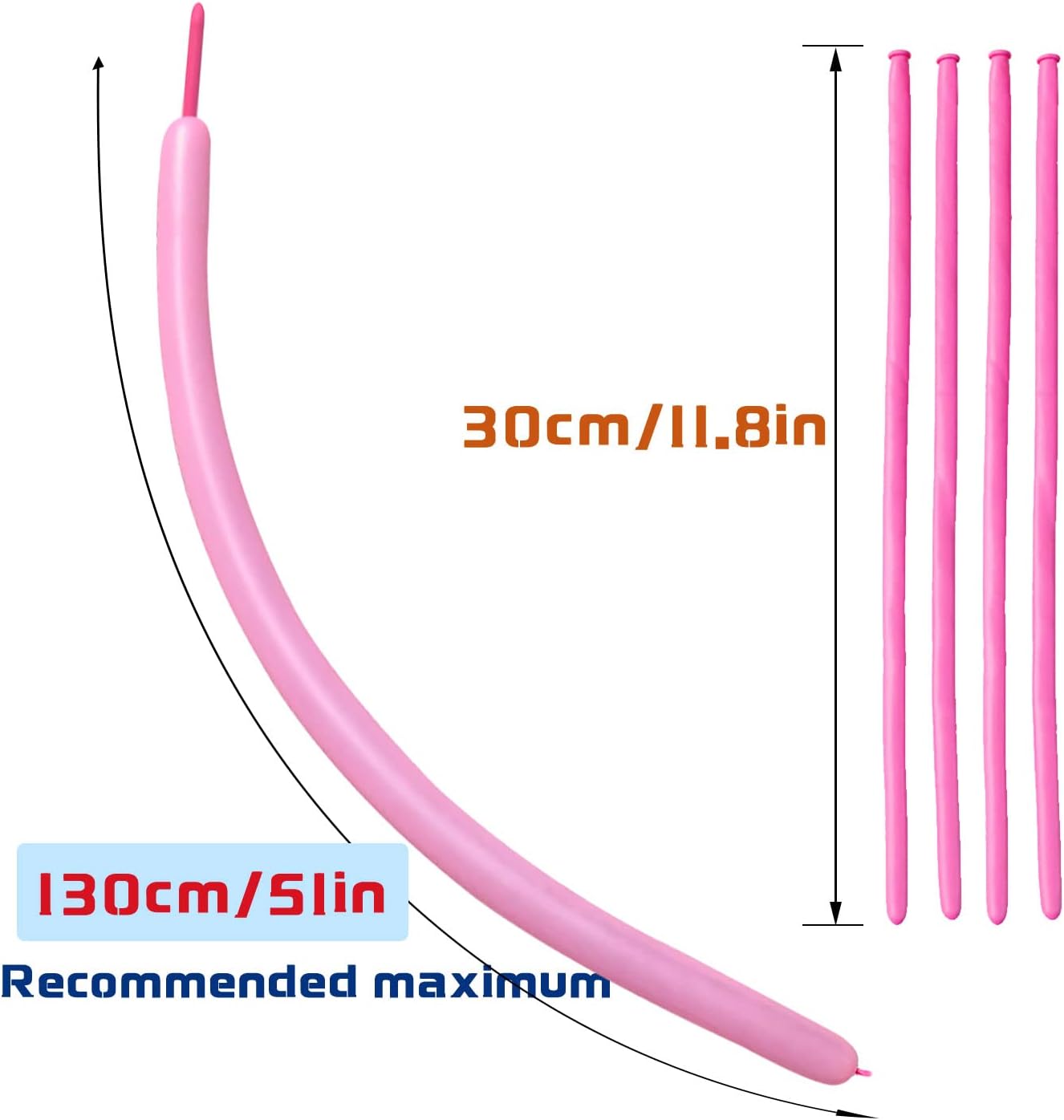 Pink 260 Long Skinny Twisting Animal Balloons, Rainbow Balloons for Animal Shapes Carnival Festival Party Supplies 100pcs