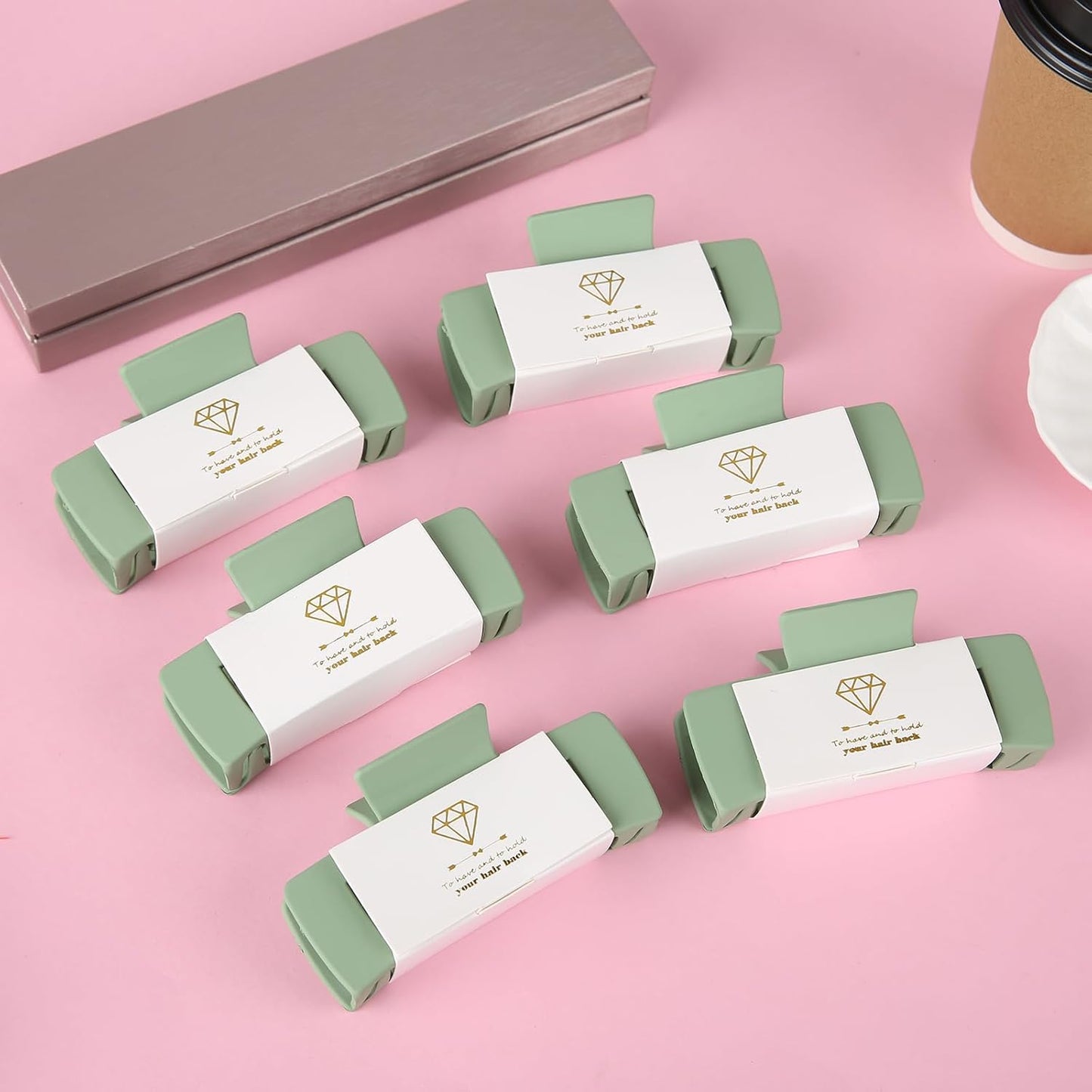 16pcs Bridesmaid Proposal Gifts 4.1inch square Matte Bachelorette Claw Clips Sunglasses set of 12 Girls Trendy Cute Hair Clips for Wedding Party Favors(16pcs Sage Green)