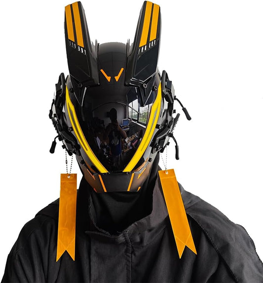 KYEDAY Punk Mask for Men,LED Mask for Women,Futuristic Punk Techwear, Cosplay Halloween Fit Party Music Festival Accessories