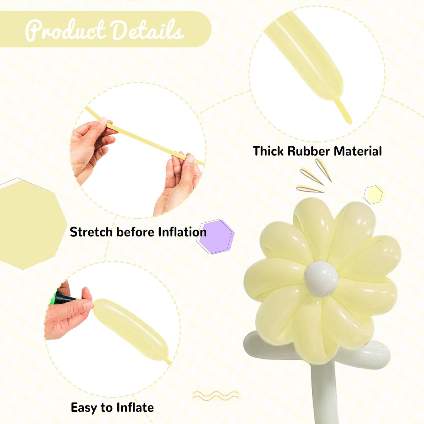 100Pcs Pastel Yellow 260 Balloons, Long Balloon for Tying Balloon Arch, Long Skinny Balloons for Twisting Ballons Animal balloons Birthday Party Wedding Festival Decorations