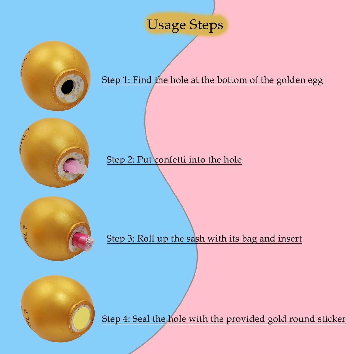 Charming Golden Egg Baby Shower Gender Revealing Treasure,Boy or Girl Gender Reveal Ideas,Decorations,Box,Games,Confetti and Sash