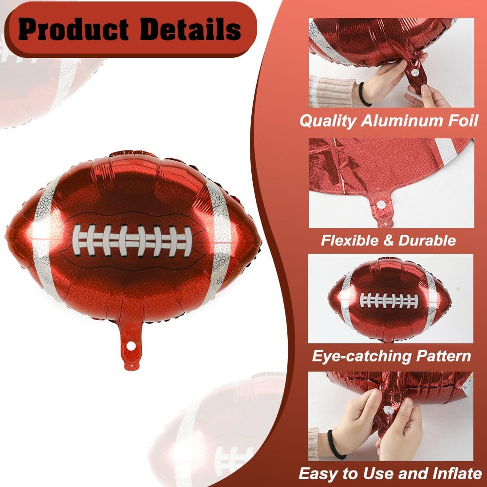 8 PCS 18 Inch Football Balloons Party Favors Football Themed Birthday Party Decorations Supplies Giant Large Foil Sports Rugby Ball Balloons Christmas Mylar Helium Aluminum Balloon Baby Shower