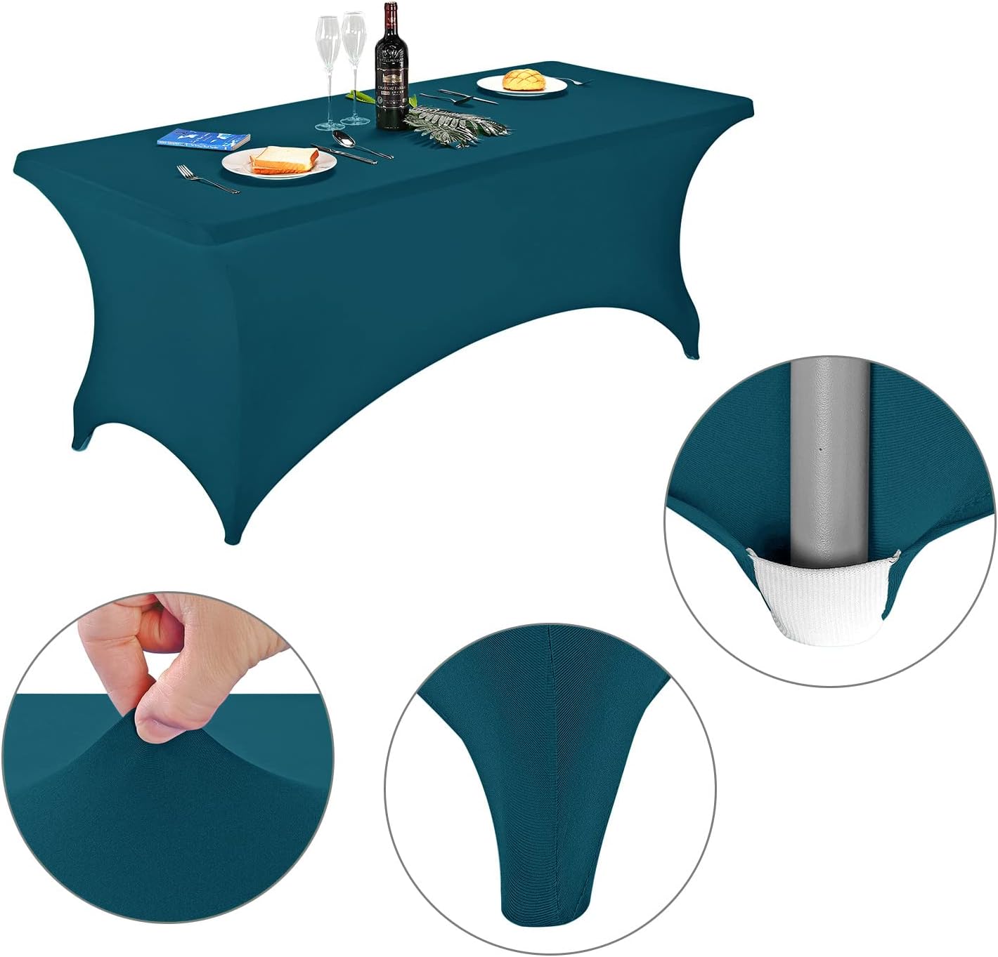 LZY Spandex Fitted Stretch Table Cover for 6 ft or 4ft or 8ft Folding Table, Rectangular Cocktail Tablecloth, Perfect for Party or Banquet