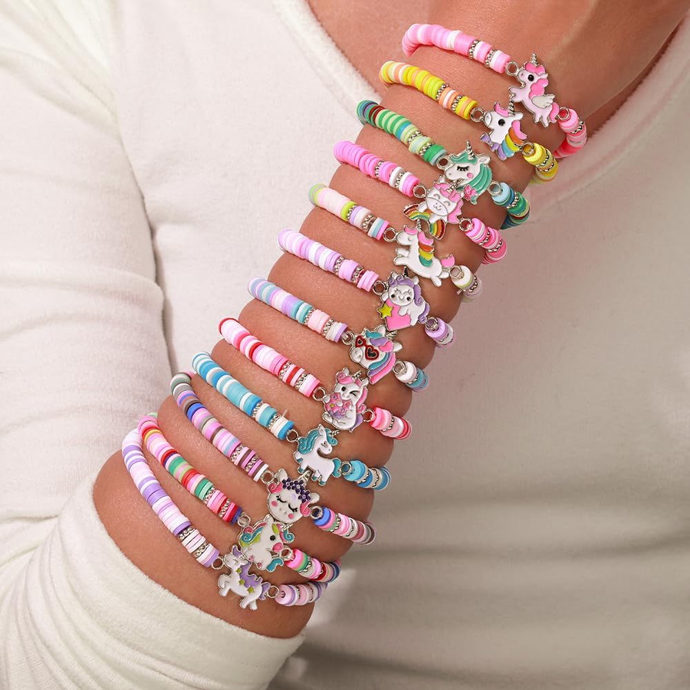 Friendship Bracelets Boho Stackable Bracelets for Women Surfer Heishi Clay Bead Bracelets Stretch Preppy Bracelets Colorful Boho Bracelets for Women