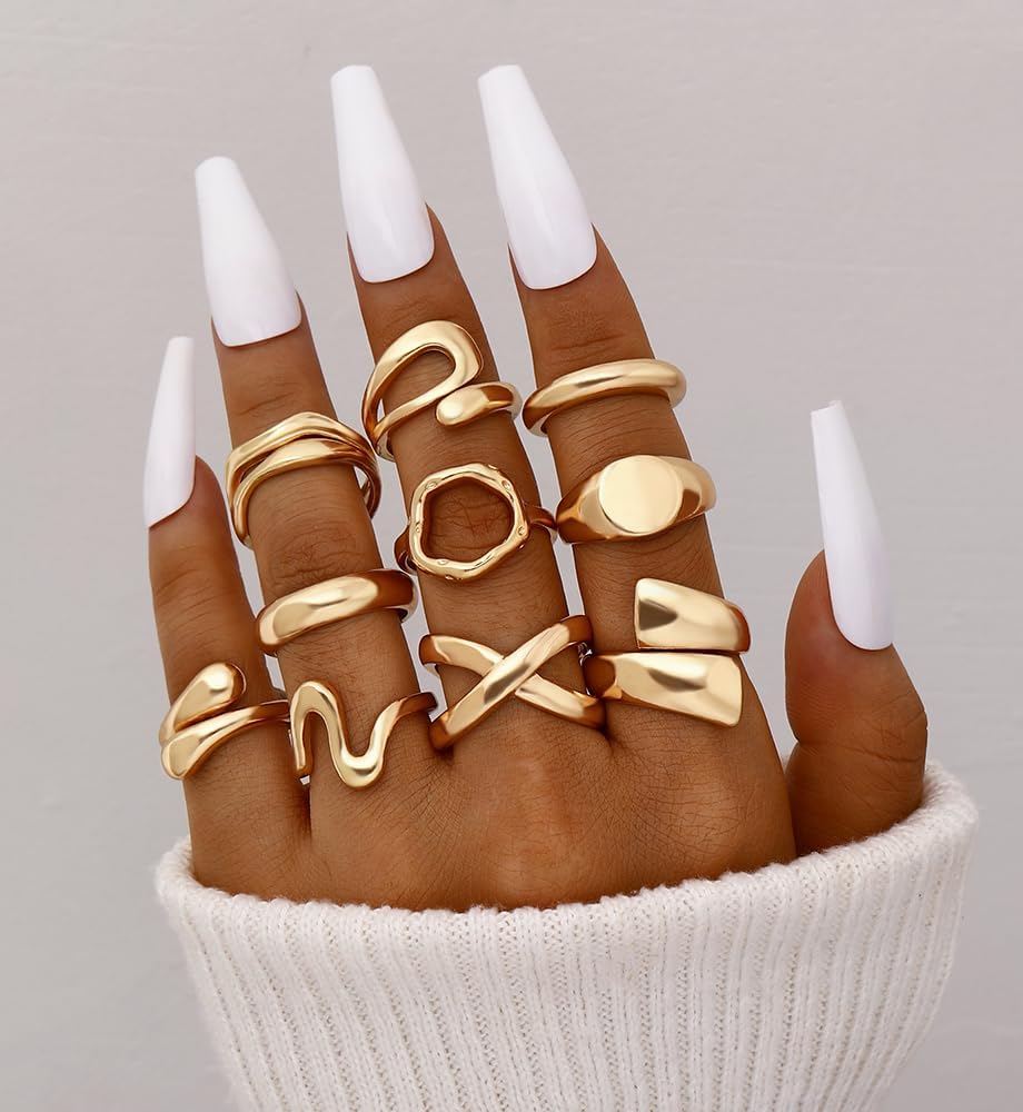 iF YOU 25 Pcs Gold Knuckle Ring Set for Women, Chunky Stackable Finger Midi Rings, Silver Simple Stacking Cute Rings Pack Trendy Stuff Jewelry Gift