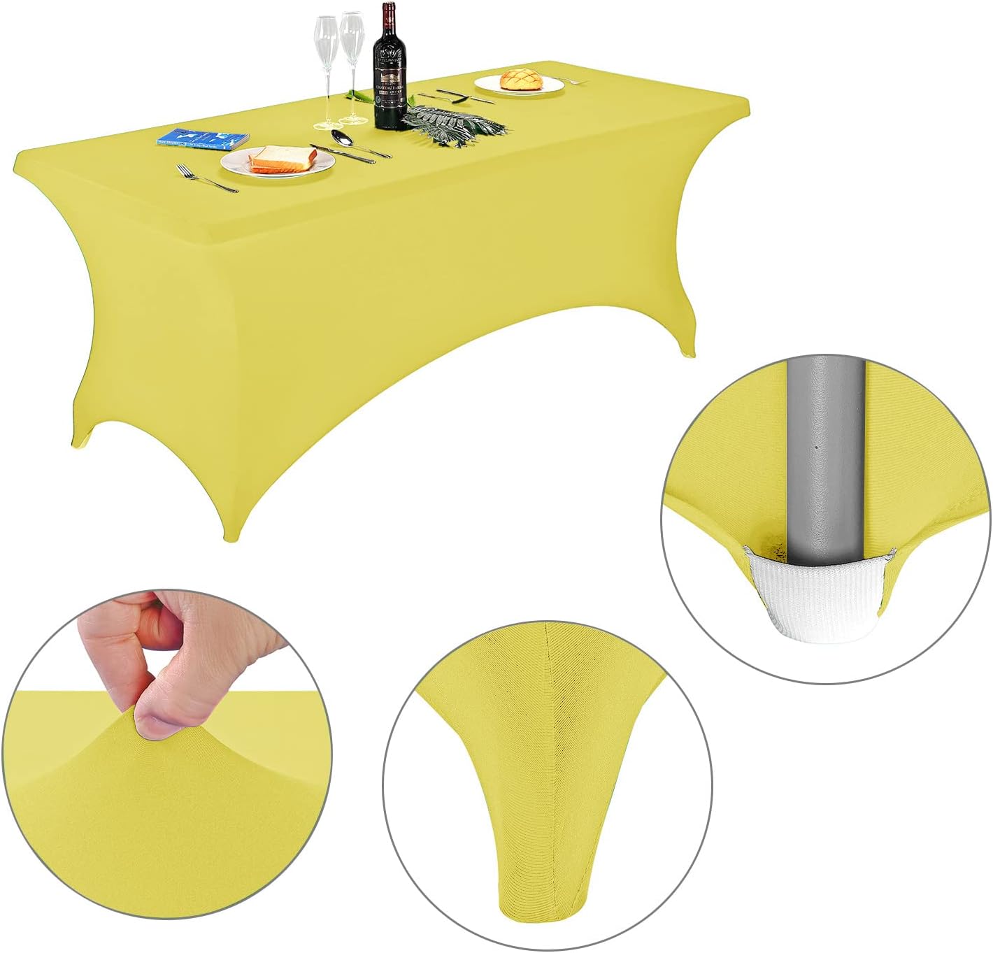 LZY Spandex Fitted Stretch Table Cover for 6 ft or 4ft or 8ft Folding Table, Rectangular Cocktail Tablecloth, Perfect for Party or Banquet