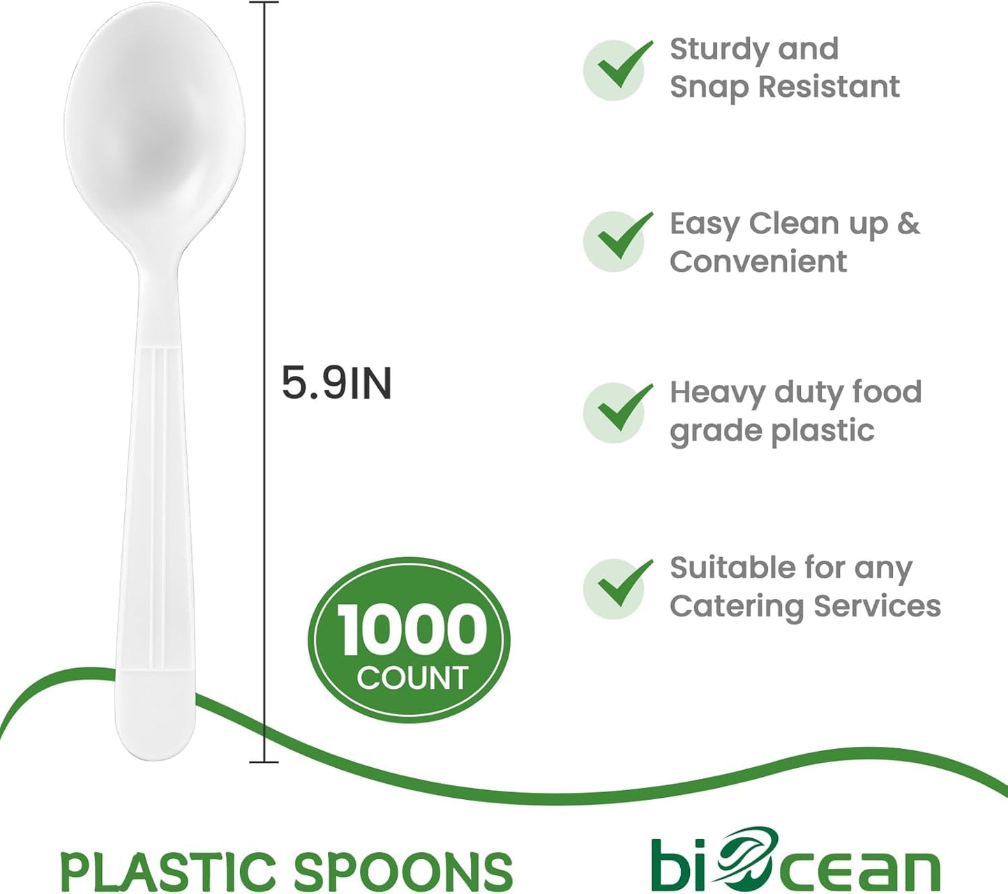 Plastic Spoons 1000 Count Extra Heavy Duty Disposable Soup Spoon White Silverware Plastic Spoons Disposable Bulk Cutlery for Home Party Picnic
