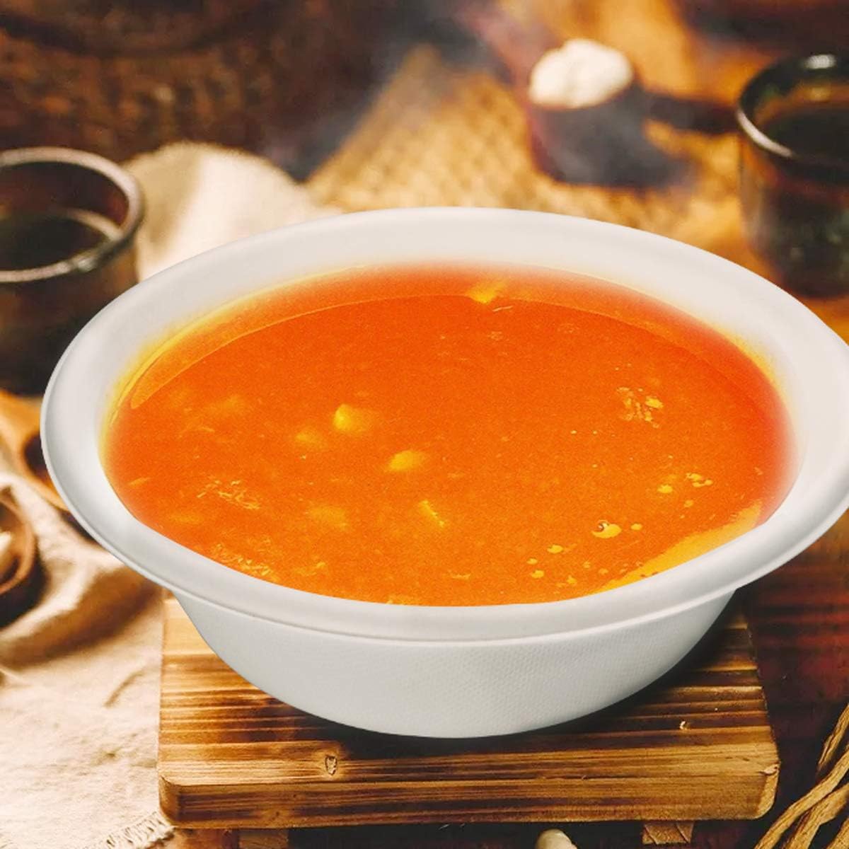 Nervure 120PCS Biodegradable Paper Bowls - 30OZ Compostable Bowls Heavy Duty Nature-Made by 100% Sugar Cane Fibers, Microwave Hot Food Safe