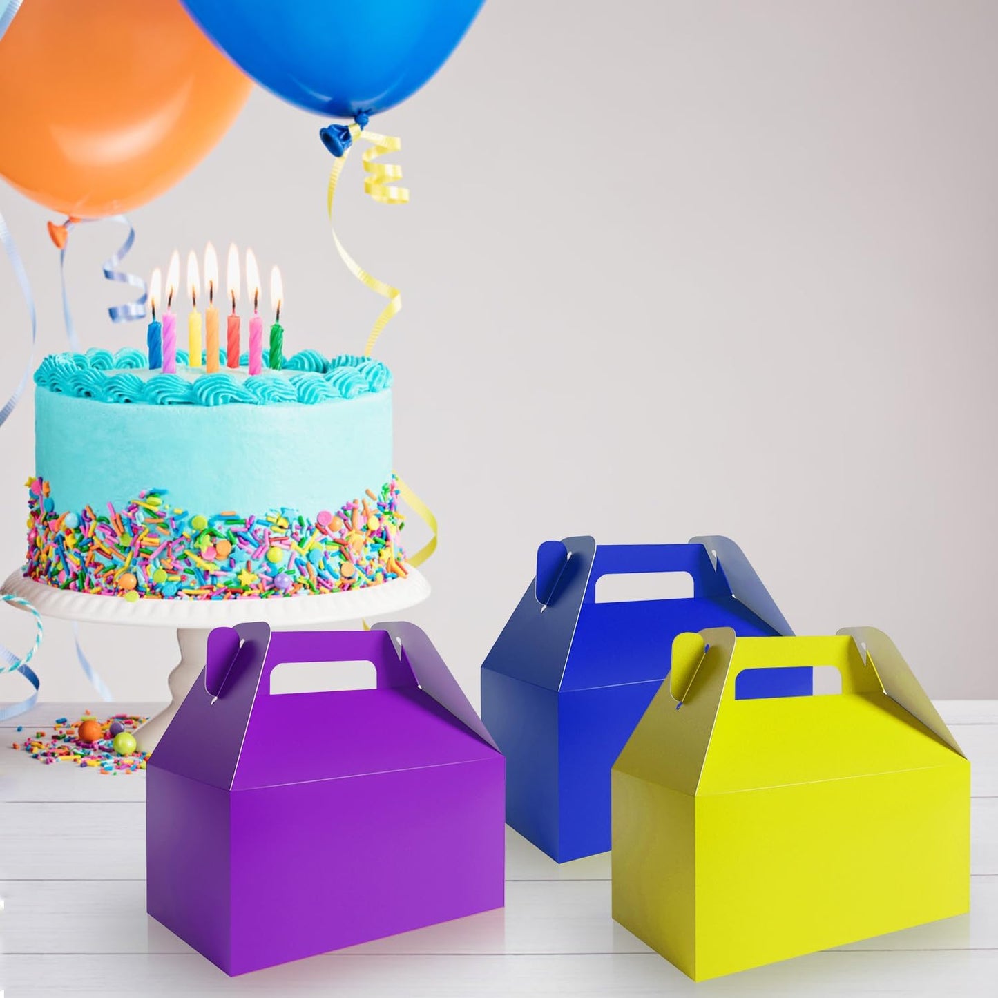 XAGLVV 24 Pack Dark Purple Gable Boxes with Handles 6.2x3.5x3.5 Inch Paper Party Favor Gift Box forElegant Events Bridal Showers Graduation Parties Mystery Themes