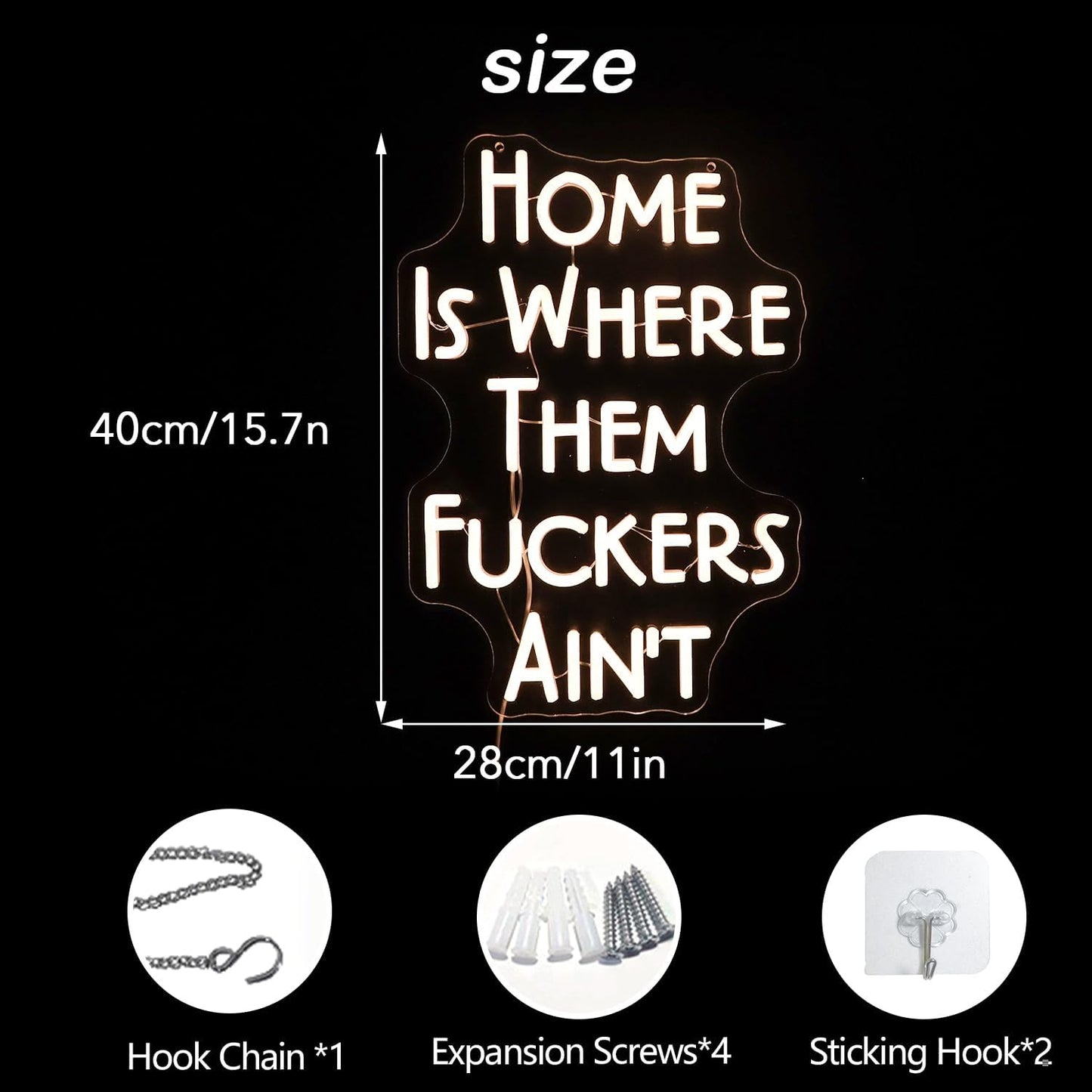 Funny Neon Sign Wall Decor - Novelty LED Light for Housewarming Gifts, New Home Owners, Bedroom & Man Cave - Humorous Home Decor