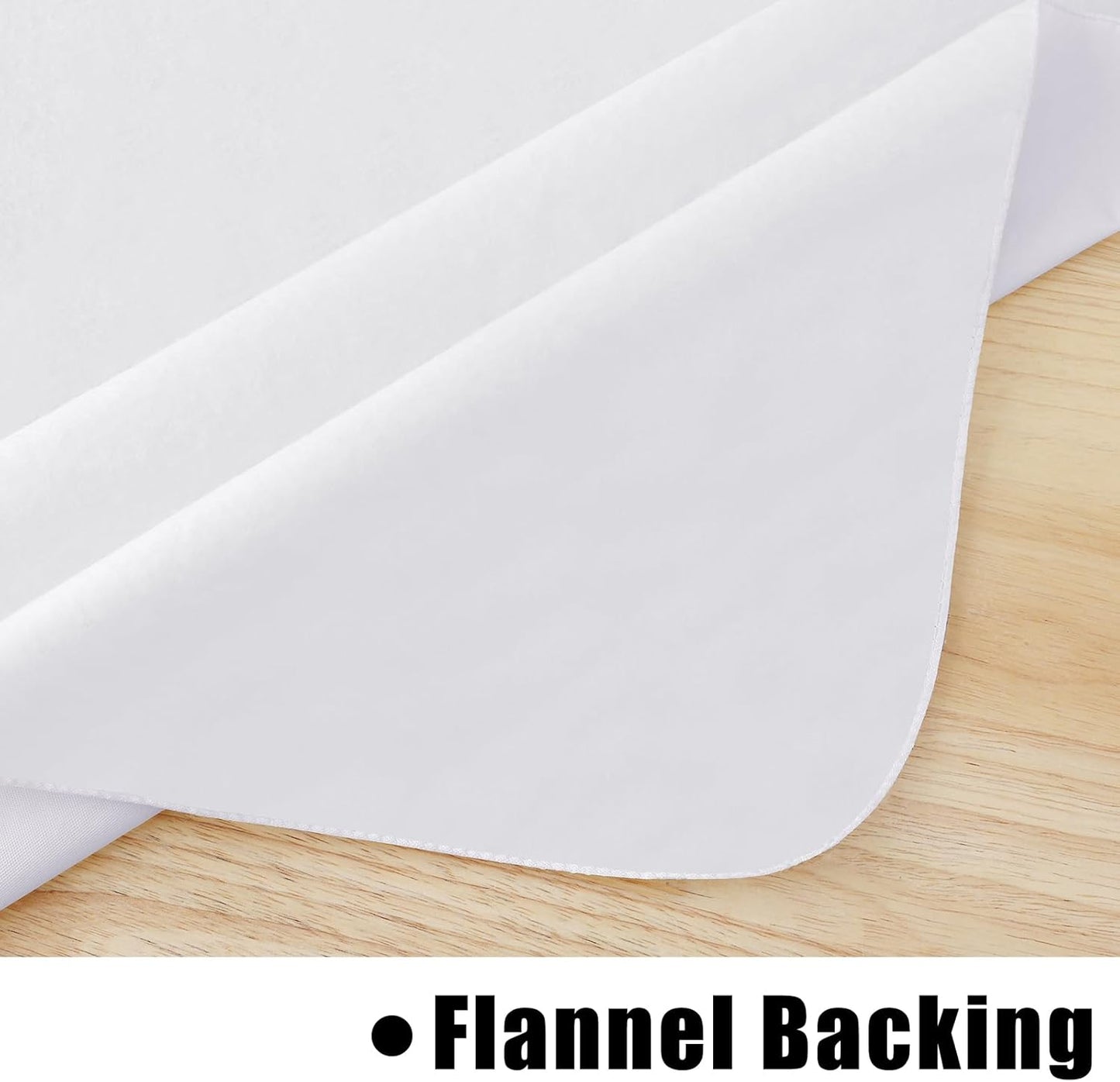 homing Round Vinyl Tablecloth, Waterproof Spillproof Plastic Flannel Backed Table Cloth, Wipe Clean Table Cover for Dining, Buffet Parties and Camping (White, 60")