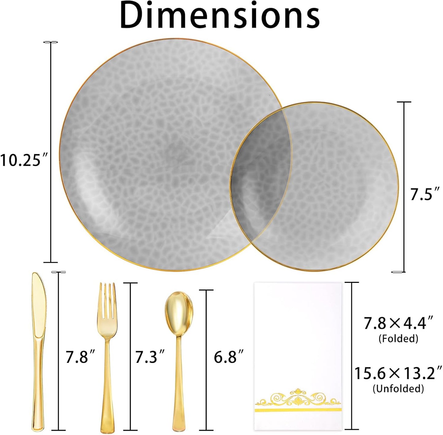 150 Pcs Black and Gold Plates Disposable for Party - Elegant Black Plastic Plates Fancy Disposable Dinnerware for Birthday Party New Year (25 Guests)