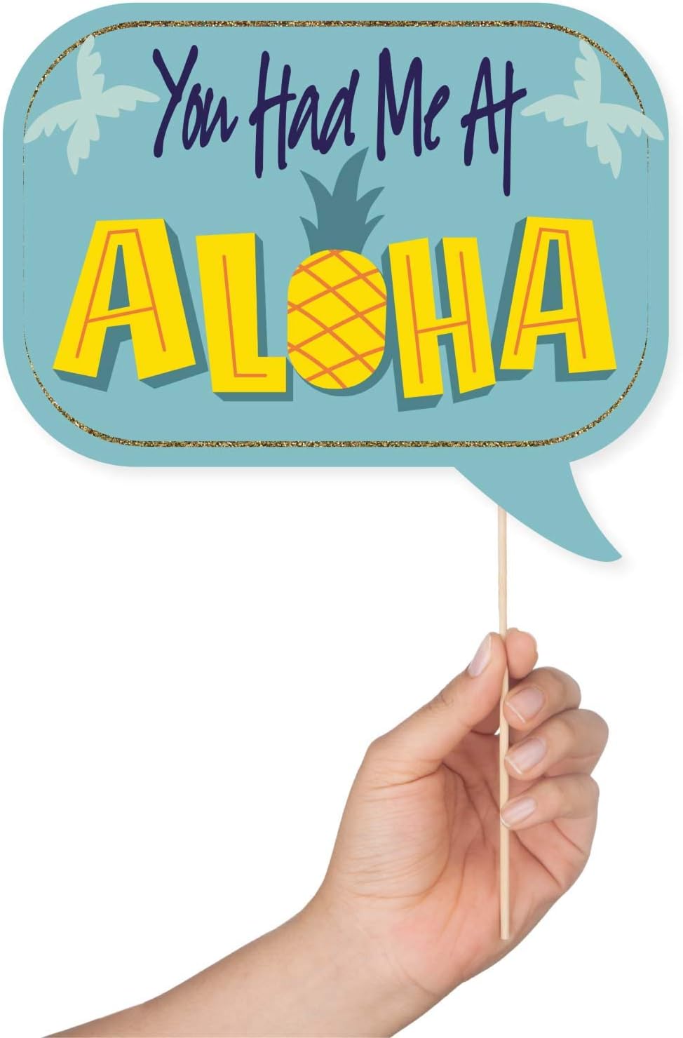 Hawaiian Photo Booth Props - 41-pc Luau Photo Props Kit with 8 x 10-Inch Sign, 60 Glue Dots, 45 Sticks - Vacation Props - Photo Booth Props Summer