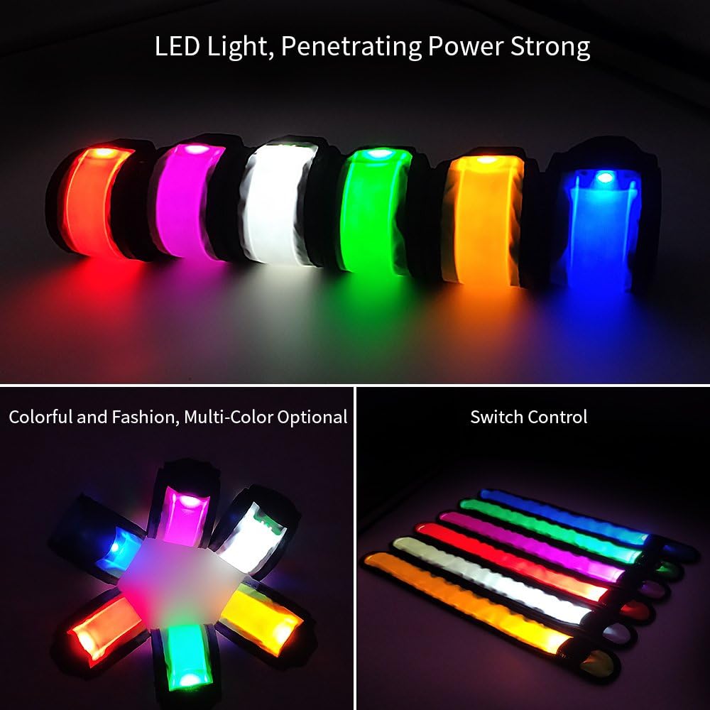 esonstyle Pack of 6 LED Light Up Band Slap Bracelets Night Safety Wrist Band for Cycling Walking Running Concert Camping Outdoor Sports