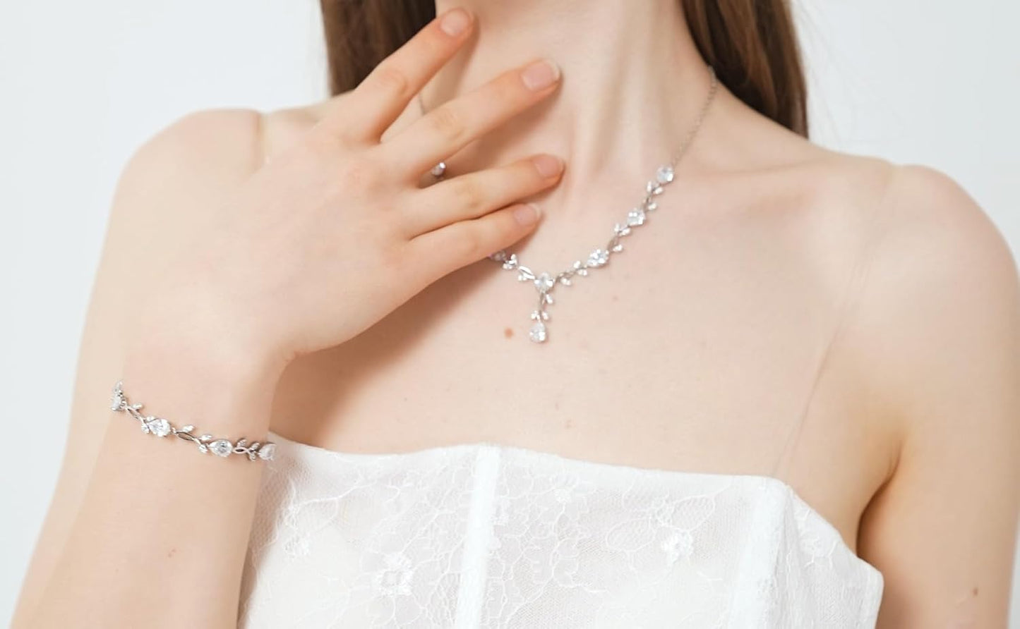 GZWHD Wedding Jewelry Sets for Bride Bridesmaid Women Cubic Zirconia Necklace Earrings Bracelet Set Gift for Mother Friend Wife Daughter Sister Party Prom Jewelry