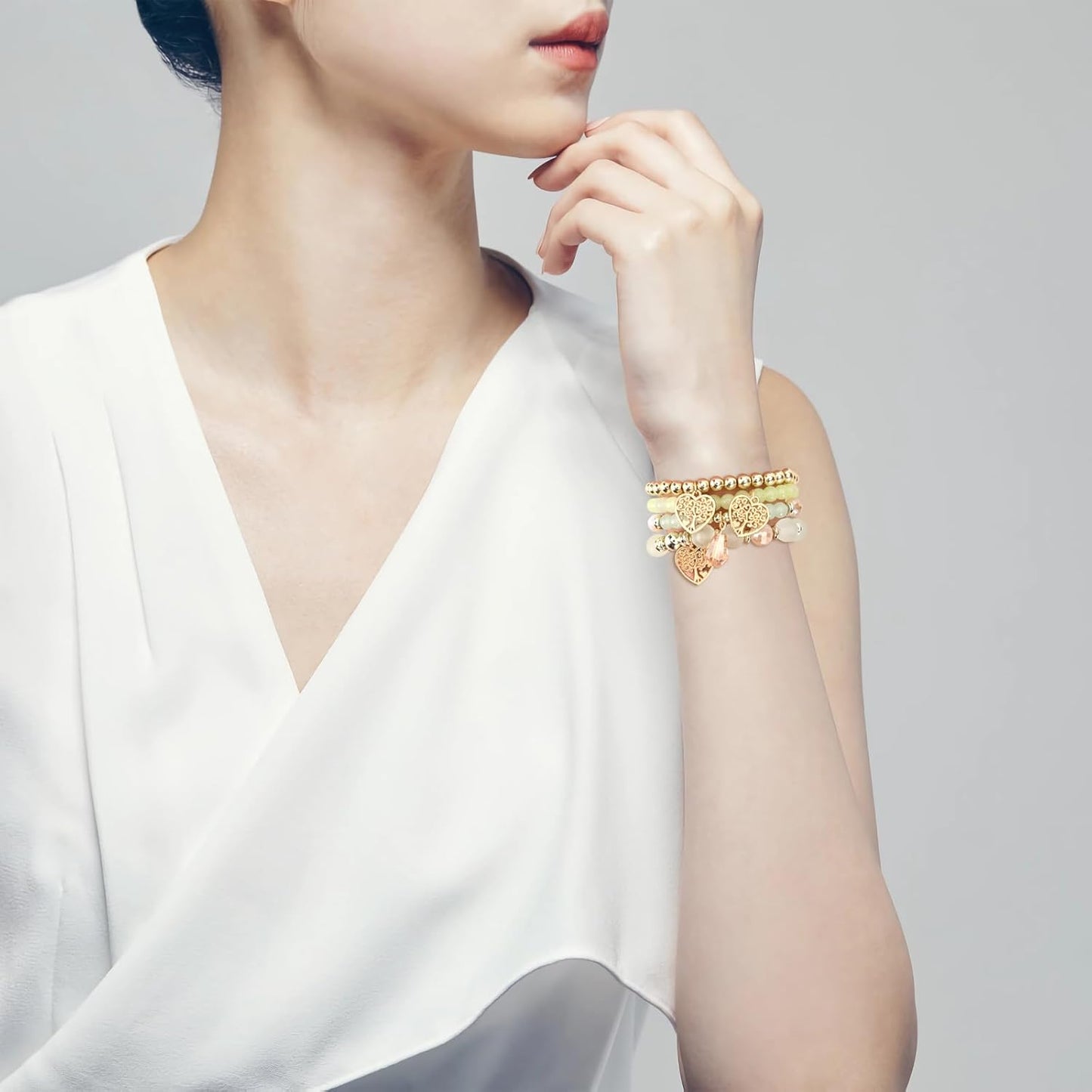 Bohemian Bracelet Sets for Women - 6 Sets Stackable Stretch Bracelets Multi-color Boho Jewelry for Women Hippie Bracelets Dainty Jewelry