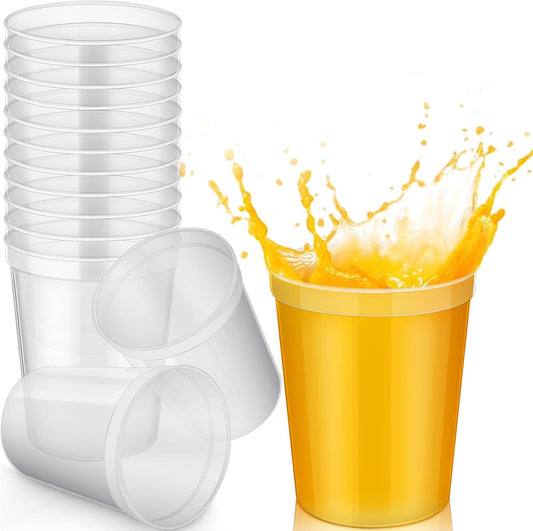 Yungyan 12 Pack 16oz Stadium Cups Reusable Plastic Cups Blank Drink Tumblers for Parties, Events, DIY Projects, 4.5 x 3.54 x 2.72 Inch (Clear)