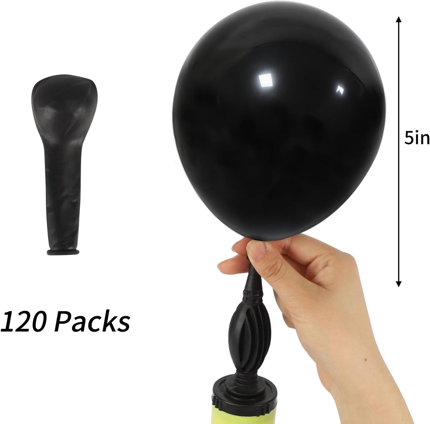 RUBFAC Black Balloons 120pcs 5 Inch Black Latex Party Balloons for Birthday Supplies Backdrop Decorations Halloween New Year Party Decorations