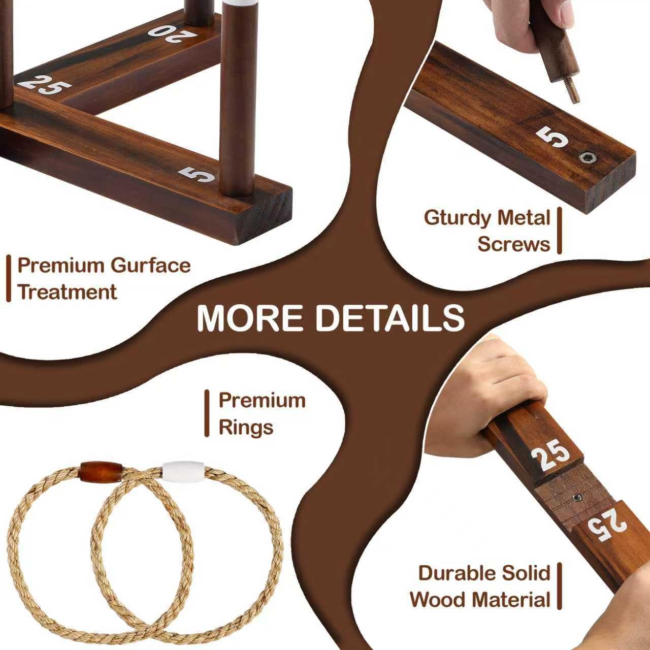 Ring Toss Game, Outdoor Games for Family and Adults with 6/10 Rope Rings & Carrying Bag, Backyard Games, Beach Toys, Lawn Games