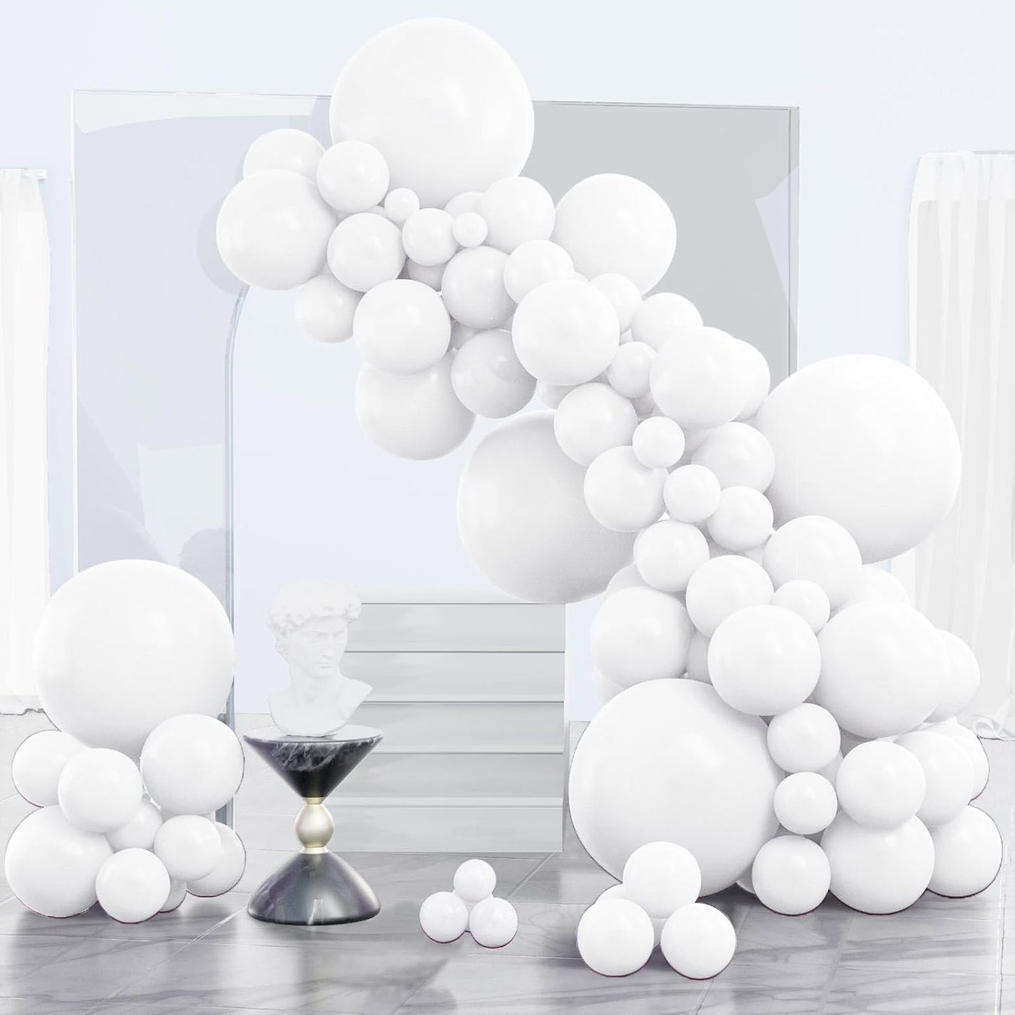 PartyWoo White Balloons 140 pcs Different Sizes Pack of 18 12 10 5 Inch Matte White Latex Balloon Arch Kit Garland for Wedding Bridal Graduation Baby Shower Birthday Party Decorations White-Y13