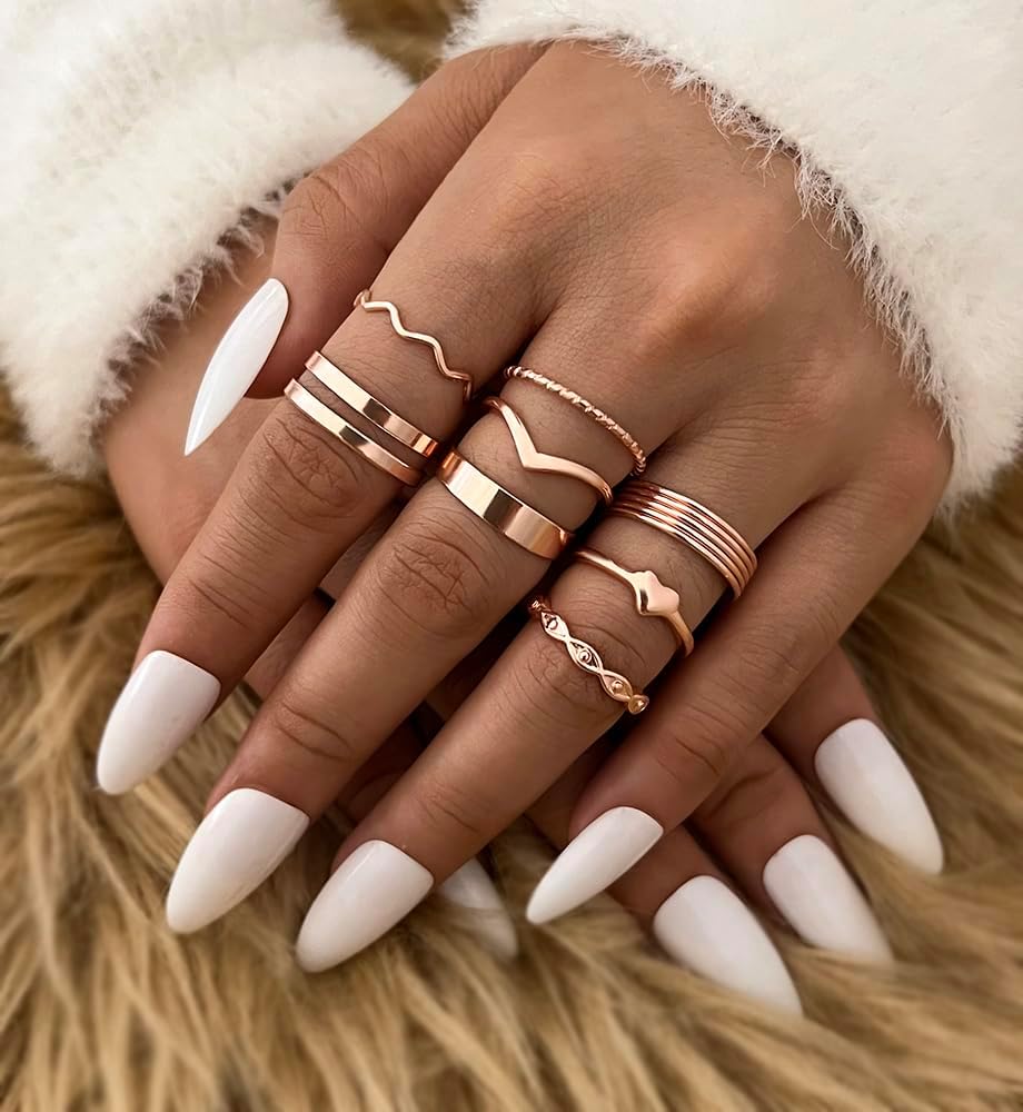 iF YOU 25 Pcs Gold Knuckle Ring Set for Women, Chunky Stackable Finger Midi Rings, Silver Simple Stacking Cute Rings Pack Trendy Stuff Jewelry Gift