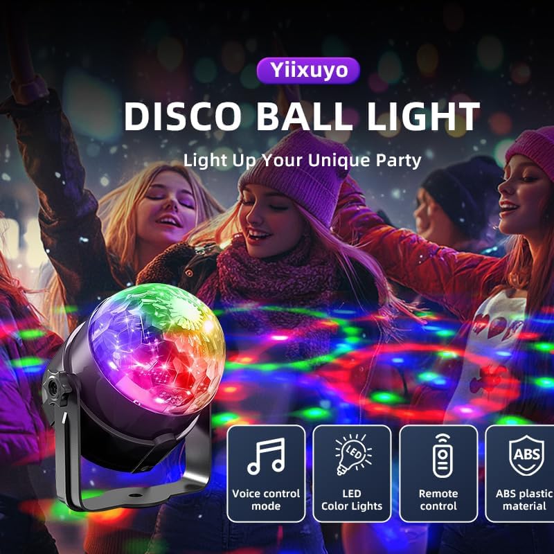 2-Piece Set of Party Lights, Voice Controlled Flash with Remote Control, Disco Ball Lights, Family Room Parties, Wedding Bars, KTV Karaoke/New Year's Eve Halloween Christmas Decorations.